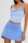 PACK265554-P205-1, Sky Blue Solid Color High Waist Back Pleated Sports Skirt