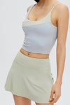 PACK265554-P1209-1, Laurel Green Solid Color High Waist Back Pleated Sports Skirt