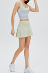 PACK265554-P1209-1, Laurel Green Solid Color High Waist Back Pleated Sports Skirt