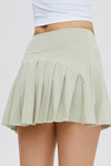 PACK265554-P1209-1, Laurel Green Solid Color High Waist Back Pleated Sports Skirt