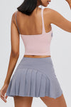 PACK265554-P3011-1, Medium Grey Solid Color High Waist Back Pleated Sports Skirt