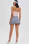 PACK265554-P3011-1, Medium Grey Solid Color High Waist Back Pleated Sports Skirt