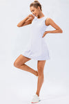PACK267006-P1-1, White Solid Color Sleeveless Basic Active Mini Dress