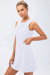 PACK267006-P1-1, White Solid Color Sleeveless Basic Active Mini Dress