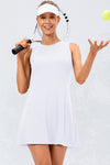 PACK267006-P1-1, White Solid Color Sleeveless Basic Active Mini Dress