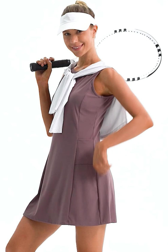 PACK267006-P308-1, Valerian Solid Color Sleeveless Basic Active Mini Dress