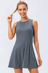 PACK267006-P2011-1, Dark Grey Solid Color Sleeveless Basic Active Mini Dress