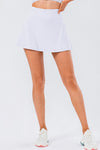 PACK265553-P1-1, White High Waist Back Pleated Sports Mini Skirt