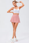 PACK265553-P4010-1, Peach Blossom High Waist Back Pleated Sports Mini Skirt