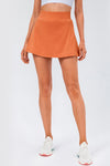 PACK265553-P7014-1, Russet Orange High Waist Back Pleated Sports Mini Skirt