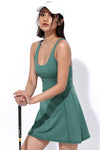 PACK267007-P509-1, Mist Green Strappy Back Sleeveless U Neck Sports Mini Dress
