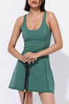 PACK267007-P509-1, Mist Green Strappy Back Sleeveless U Neck Sports Mini Dress