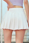 PACK265555-P1-1, White Cross Waist Pleated Sports Skirt with Pocket
