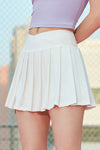 PACK265555-P1-1, White Cross Waist Pleated Sports Skirt with Pocket