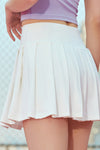 PACK265555-P1-1, White Cross Waist Pleated Sports Skirt with Pocket