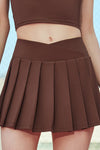 PACK265555-P7017-1, Chicory Coffee Cross Waist Pleated Sports Skirt with Pocket