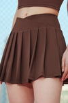 PACK265555-P7017-1, Chicory Coffee Cross Waist Pleated Sports Skirt with Pocket