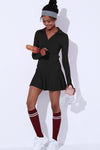PACK267009-P2-1, Black V Neck Long Sleeve Active Sports Dress