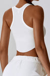 PACK264782-P1-1, White Ribbed Active Sports Cropped Tank Top