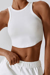 PACK264782-P1-1, White Ribbed Active Sports Cropped Tank Top