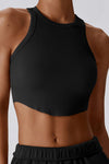 PACK264782-P2-1, Black Ribbed Active Sports Cropped Tank Top