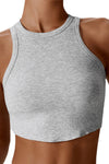PACK264782-P1011-1, Light Grey Ribbed Active Sports Cropped Tank Top