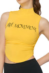 PACK264783-P7-1, Yellow Letter Print Mock Neck Curved Hem Sport Tank Top