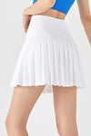 PACK265556-P1-1, White Waistband Pleated Pocketed Lining Active Skirt