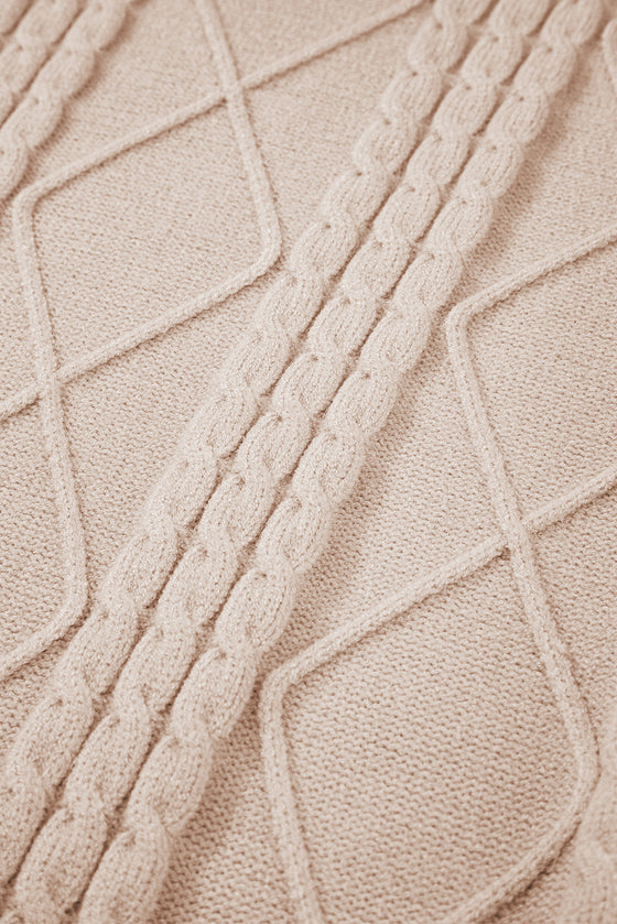 PACK2724369-P6016-1, Parchment Cable Knit Mock Neck Cap Sleeve Sweater