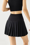 PACK265556-P2-1, Black Waistband Pleated Pocketed Lining Active Skirt