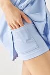 PACK265556-P304-1, Sky Blue Waistband Pleated Pocketed Lining Active Skirt