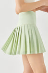 PACK265556-P2009-1, Meadow Mist Green Waistband Pleated Pocketed Lining Active Skirt