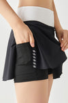 PACK265557-P2-1, Black Colorblock Waistband Geo Print 2-in-1 Active Skirt