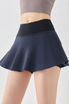 PACK265557-P605-1, Navy Blue Colorblock Waistband Geo Print 2-in-1 Active Skirt
