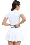 PACK265558-P1-1, White High Waist Beck Zipper Pocket Ruffled Active Skirt