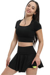 PACK265558-P2-1, Black High Waist Beck Zipper Pocket Ruffled Active Skirt