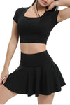 PACK265558-P2-1, Black High Waist Beck Zipper Pocket Ruffled Active Skirt