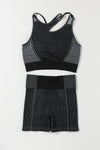 PACK2611500-2-1, Black Strappy Mix Pattern Cutout Bra and Shorts Set
