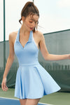 PACK267010-P804-1, Beau Blue Colorblock Sleeveless Collared Halter Neck Backless Sports Dress