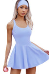 PACK267013-P304-1, Sky Blue Solid Crisscross Open Back Ruffled Active Dress