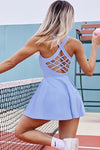 PACK267013-P304-1, Sky Blue Solid Crisscross Open Back Ruffled Active Dress