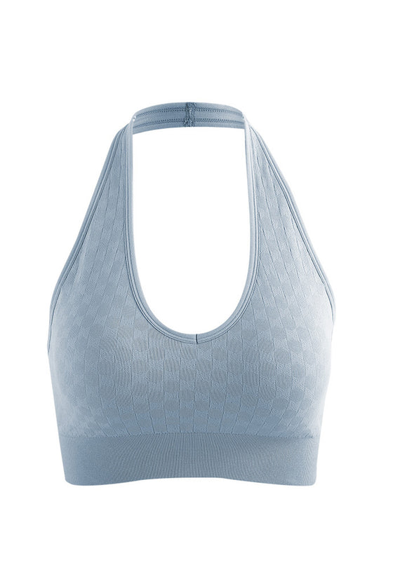 PACK264787-P1204-1, Myosotis Solid Textured Halter Neck Sports Bra