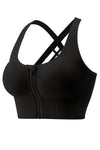 PACK264788-P2-1, Black Solid Criss Cross Zip Up Sports Bra