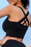 PACK264788-P2-1, Black Solid Criss Cross Zip Up Sports Bra