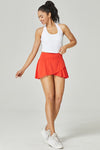 PACK265559-P14-1, Orange Wrapped Pleated Lined Active Skirt