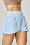 PACK265559-P304-1, Sky Blue Wrapped Pleated Lined Active Skirt