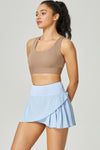 PACK265559-P304-1, Sky Blue Wrapped Pleated Lined Active Skirt