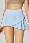 PACK265559-P304-1, Sky Blue Wrapped Pleated Lined Active Skirt