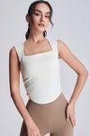 PACK264789-P1-1, White Square Neck Ruched Side Active Tank