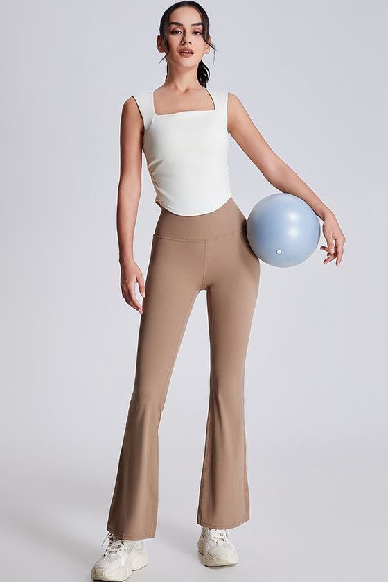 PACK264789-P1-1, White Square Neck Ruched Side Active Tank